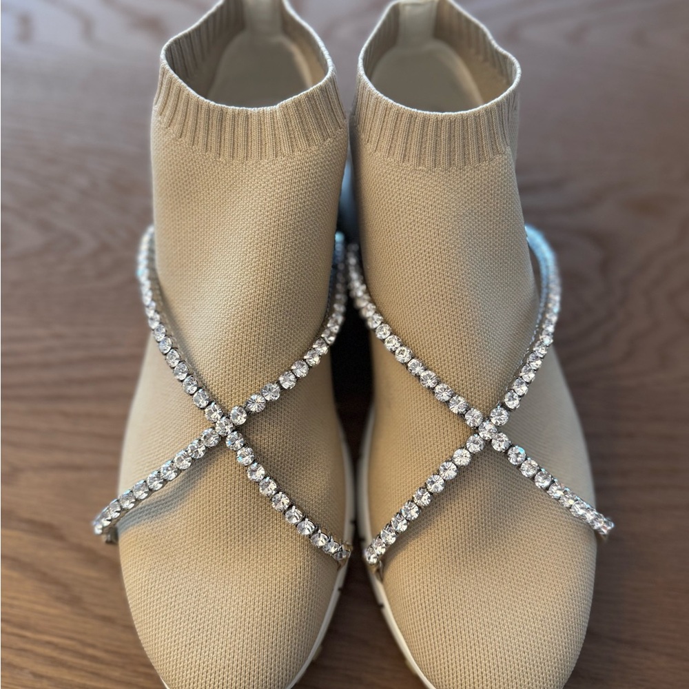Jimmy Choo Sand Verona Crystal Sneaker New